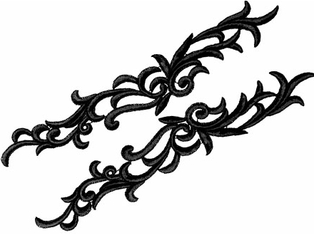 Guipure Motifs - Petunia (430mm x 90mm) - Black