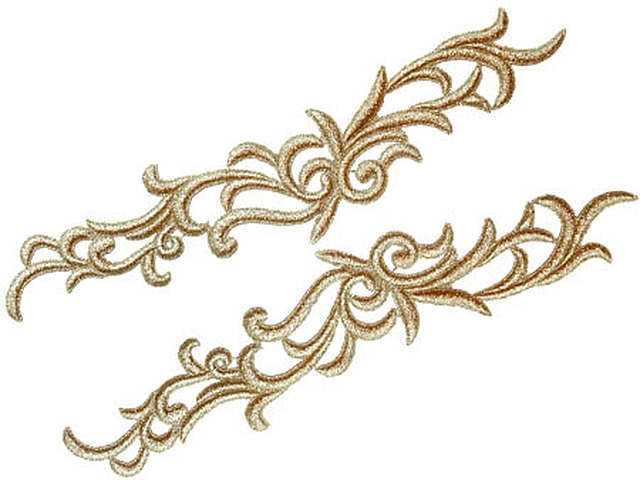 Guipure Motifs - Petunia (430mm x 90mm) - Metallic Gold