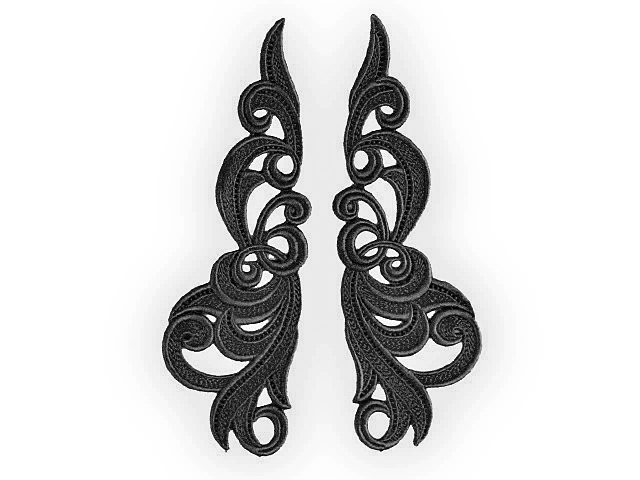 Hero Guipure Motifs  (24x7cm) - Black