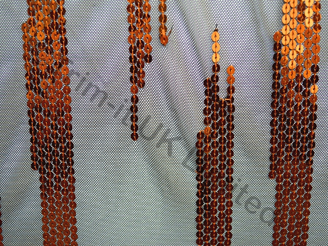 Icicle Sequin on 2 Way Give Net - Black/Metallic Orange