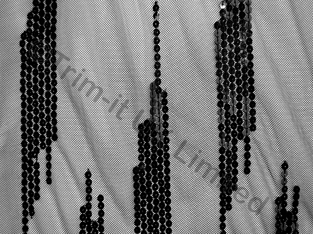 Icicle Sequin on 2 Way Give Net - Black/Metallic Black