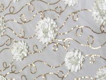 3D Carnation & Sequin Swirl on 2 Way Give Net - Ivory