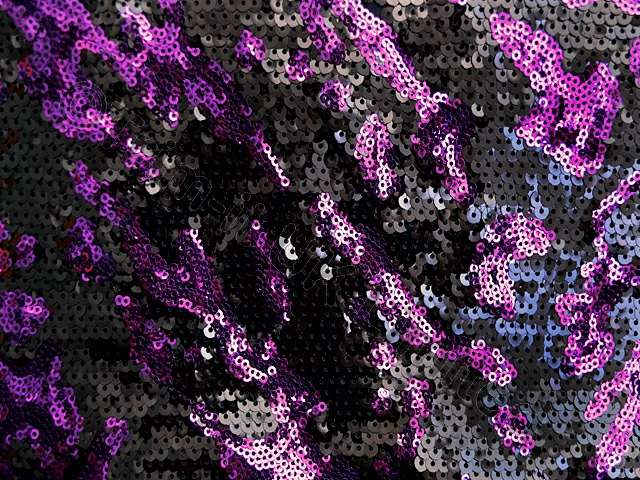 Pluto - Sequin on 2 Way Stretch - Black/Fuchsia