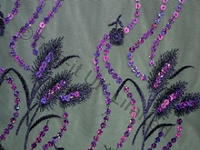 Feather Sequin on 2 way give Net - Black/Fuchsia