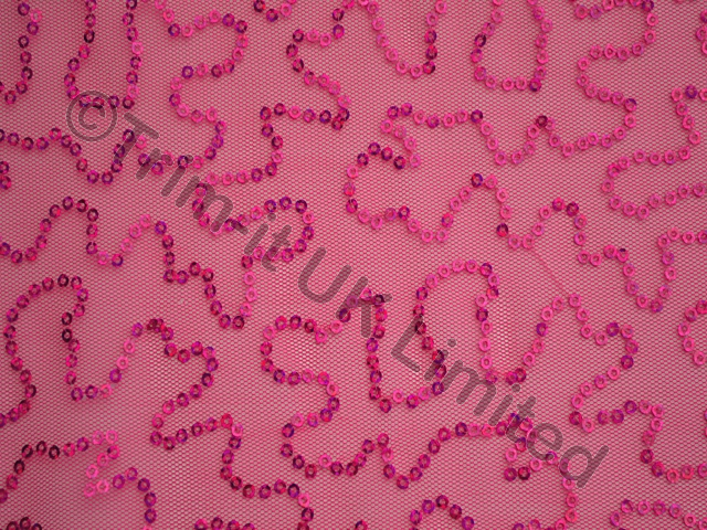 2mm Sequin Swirl on 2 Way Give Net SALE - Raspberry