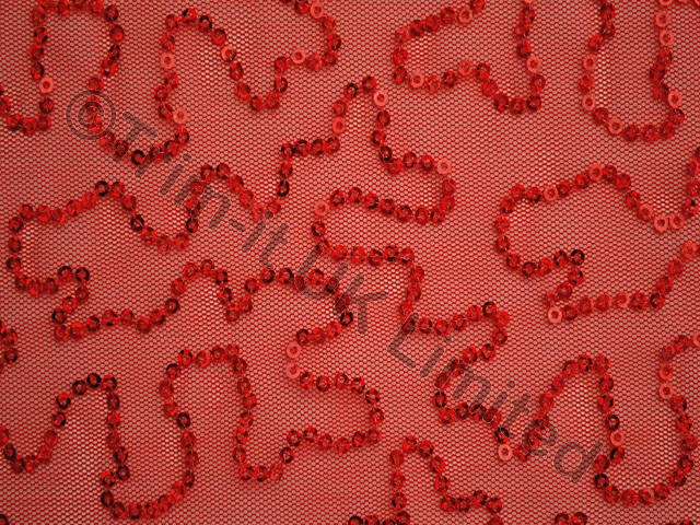 2mm Sequin Swirl on 2 Way Give Net SALE - Flamenco Red