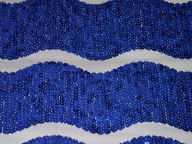 Large Wave Sequin on 2 Way Give Net - Black/Royal Blue