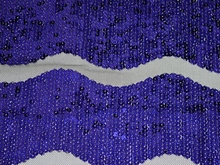 Large Wave Sequin on 2 Way Give Net - Black/Purple Rain