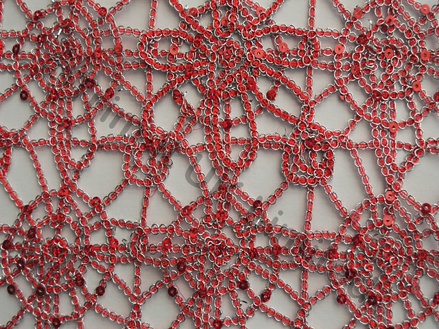 Sequin Crochet  Non Stretch Lace  was 12 now - Flamenco Red