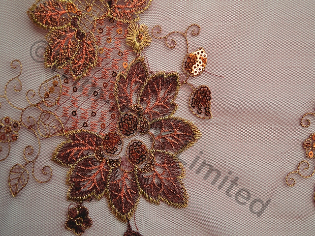 Bloom - Non Stretch Emb. & Sequin Lace - Metallic Bronze