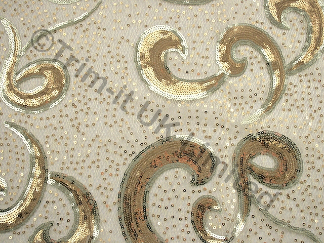 Sequin Wave (none stretch) - Metallic Gold