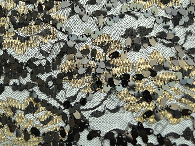 Metallic Sequin Lace - Black/Gold