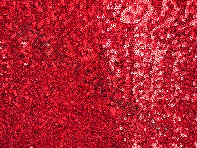 Mini Sequin on 4 way Stretch net - Metallic Red