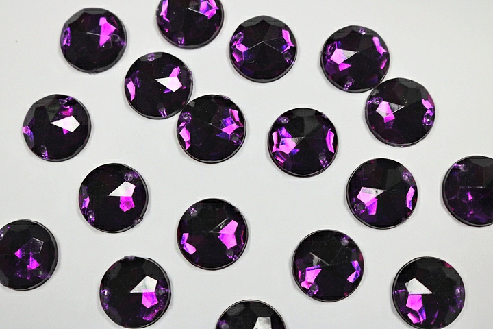 Round 14mm faceted Acrylic Stones - Purple Rain