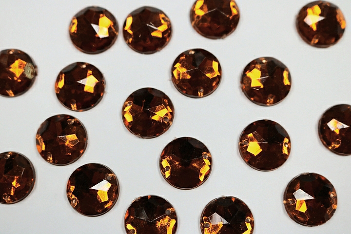 Round 14mm faceted Acrylic Stones - Smoked Topaz