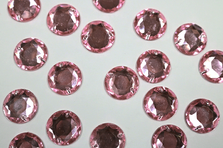 Round 14mm faceted Acrylic Stones - Light Rose