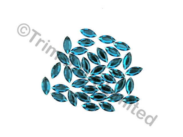  Navette 15x7mm Acrylic stone - Blue Zircon