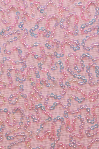 Bling Sequin Swirl On Two Way Stretch Net - Sugar Pink/Iris