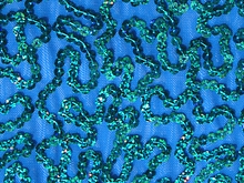 Bling Sequin Swirl On Two Way Stretch Net - Ocean Blue/Turquoise Hologram