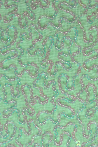 Bling Sequin Swirl On Two Way Stretch Net - Spearmint/Iris