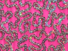 Bling Sequin Swirl On Two Way Stretch Net - Neon Cerise/Silver Hologram