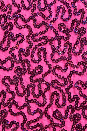 Bling Sequin Swirl On Two Way Stretch Net - Neon Cerise/Cerise Hologram