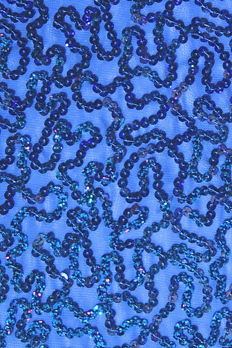 Bling Sequin Swirl On Two Way Stretch Net - Royal Blue/Royal Hologram