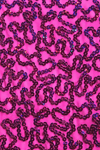 Bling Sequin Swirl On Two Way Stretch Net - Electric Pink/Cerise Hologram