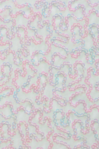 Bling Sequin Swirl On Two Way Stretch Net - Iris/White