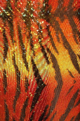 Bengal Tiger Hologram Lycra - Neon Red/Flame Red/Sunrise