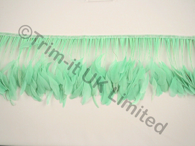 15cm Stripped Coque Feather Fringe - Spearmint