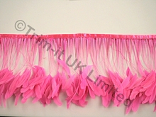 20cm Stripped Coque Feather Fringe - Neon Cerise