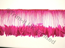 20cm Stripped Coque Feather Fringe - Electric Pink