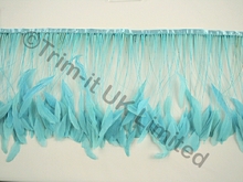 20cm Stripped Coque Feather Fringe - Pale Turquoise