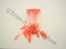 20cm Stripped Coque Feather Fringe 10cm piece - Flo. Peach