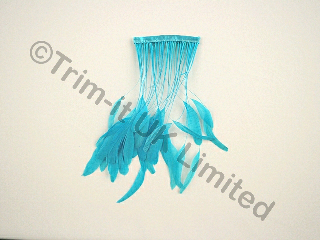 20cm Stripped Coque Feather Fringe 10cm piece - Barbados