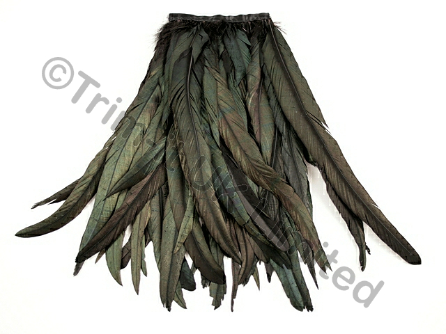 35cm Full Feather Coque Fringe 10cm piece - Oil Black