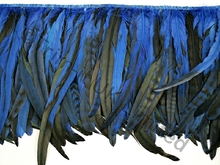 35cm Full Feather Mixed Coque Fringe - Ocean Blue