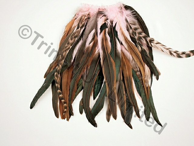 35cm Full Feather Mixed Coque Fringe10cm piece - Sugar Pink