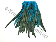 35cm Full Feather Mixed Coque Fringe10cm piece - Turquoise