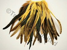 35cm Full Feather Mixed Coque Fringe10cm piece - Sunrise