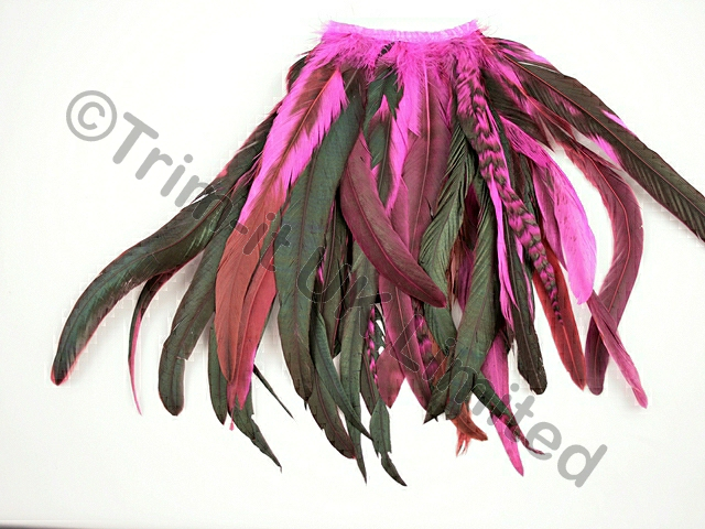 35cm Full Feather Mixed Coque Fringe10cm piece - Electric Pink