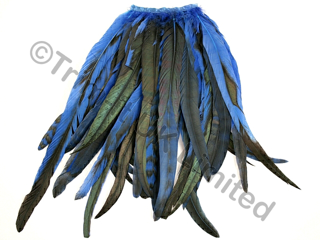 35cm Full Feather Mixed Coque Fringe10cm piece - Ocean Blue