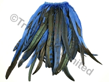 35cm Full Feather Mixed Coque Fringe10cm piece - Ocean Blue