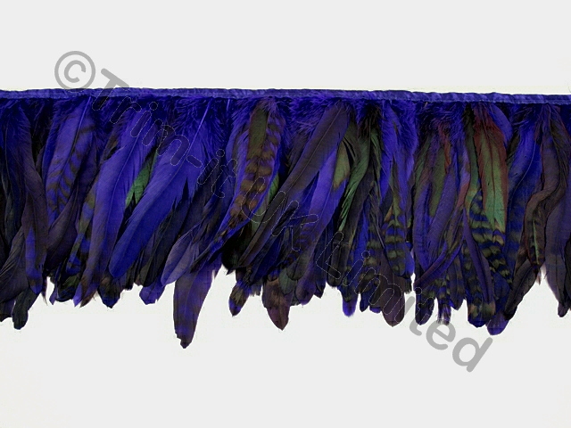 20cm Full Feather Mixed Coque Fringe - Sapphire