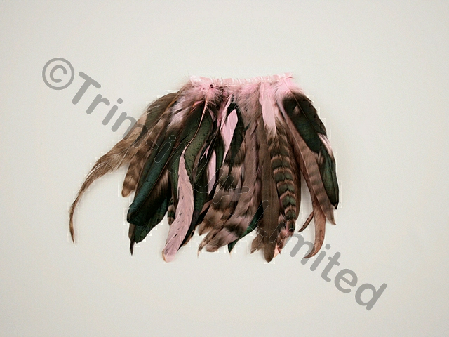 20cm Full Feather Mixed Coque Fringe10cm piece - Sugar Pink