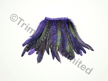 20cm Full Feather Mixed Coque Fringe10cm piece - Purple Rain