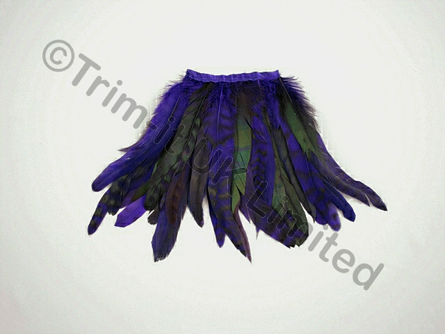 20cm Full Feather Mixed Coque Fringe10cm piece - Sapphire