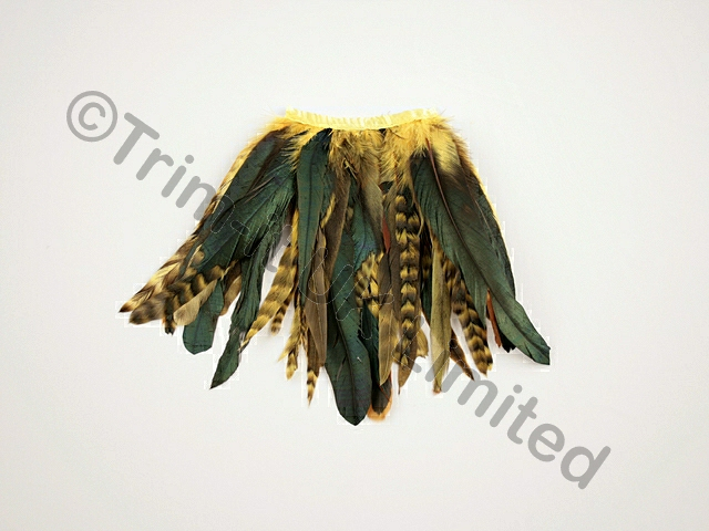 20cm Full Feather Mixed Coque Fringe10cm piece - Sunrise