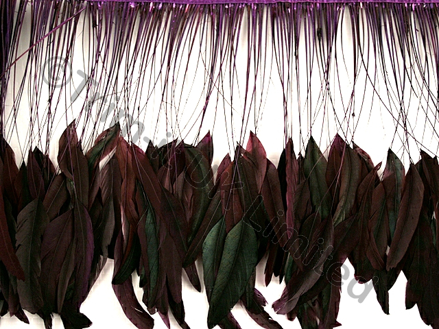 35cm Stripped Feather Mixed Coque Fringe - Purple Rain